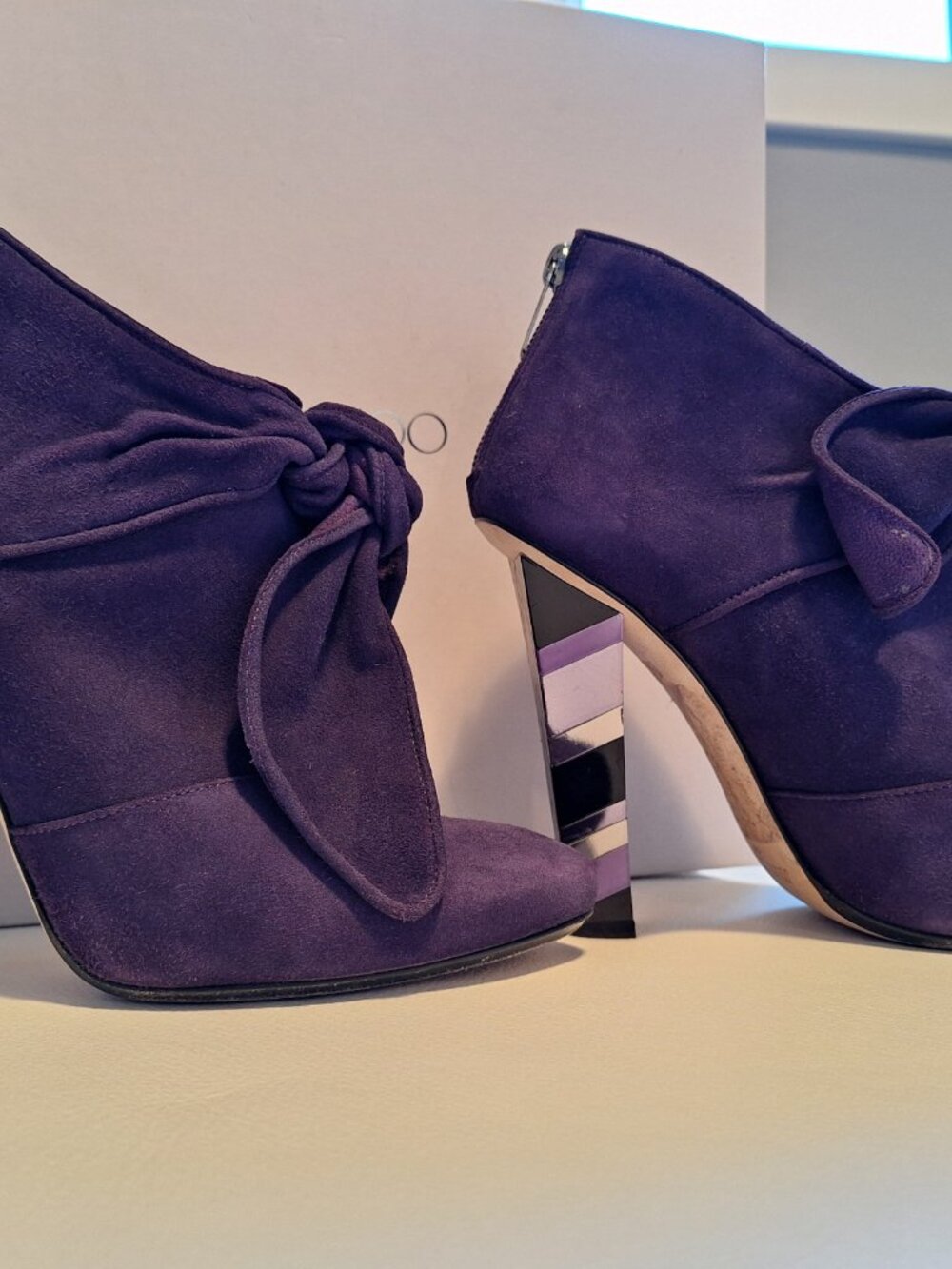 Jimmy Choo Colorblock heel purple suede booties - Picture 6 of 16